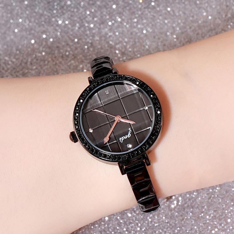 Rose Gold Temperament Socialite Watch Woman, Trendy Plaid Creative Bracelet Watch, Student Waterproof Fashion Watch