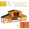 Hutch Cage for Rabbits Rodents Chicken Coop XXL 2 Levels 2 Runs Droppings Tray 2.25L X 0.70W X 1H M Solid Pine Wood