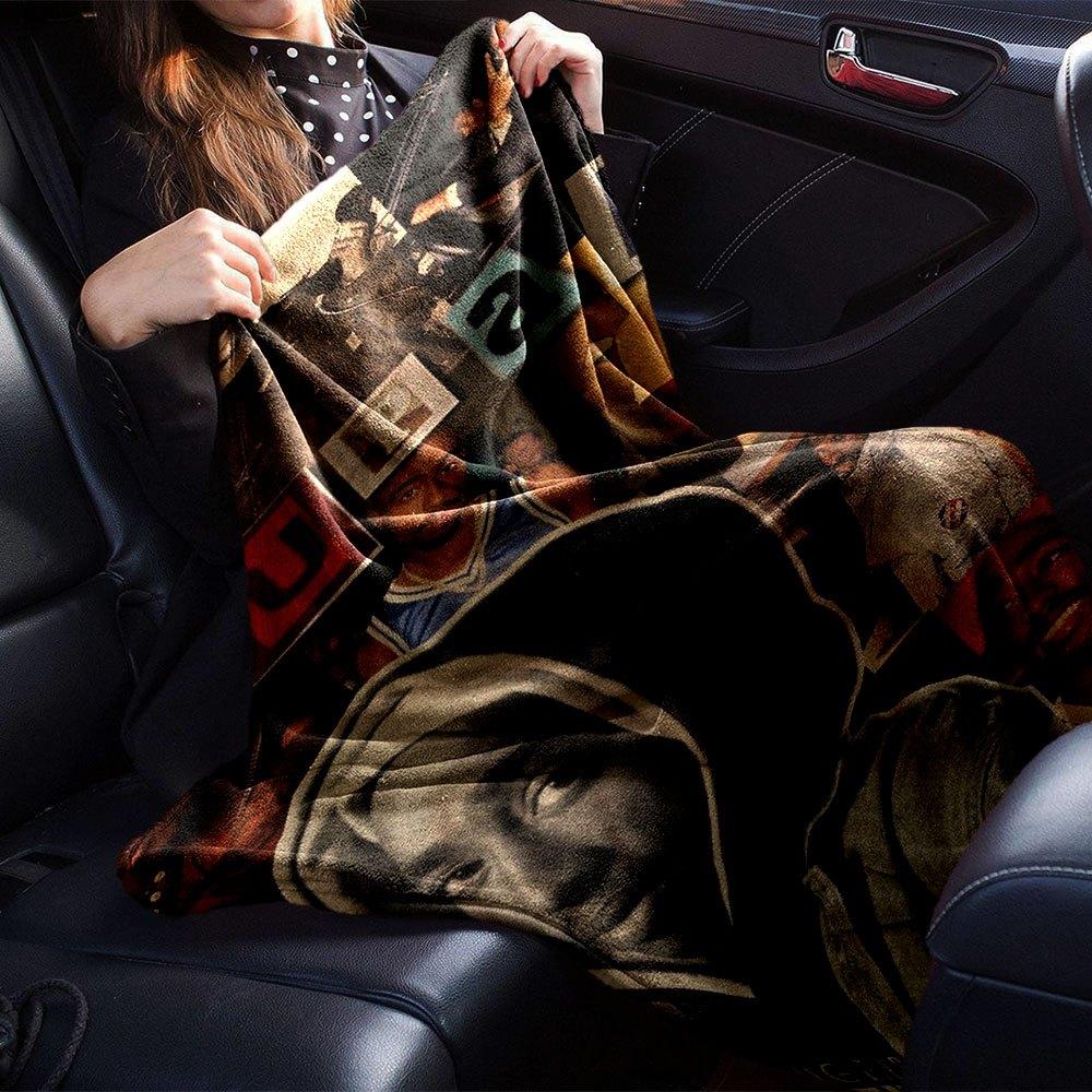 1pc 2PacHip Hop Blanket Soft Lightweight All Season Multi Purpose Throw for Sofa, Bed, Office & Picnics, French Style with Iconic Album Art & Quotes