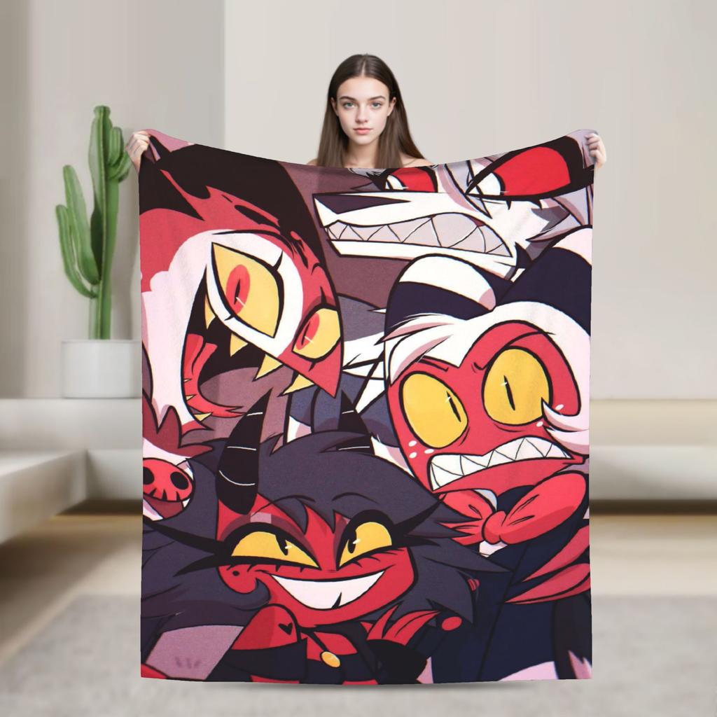 Cartoon H-Hazbin HotelS Flannel Blanket Winter  Warm Soft Bedding Throws for Child Home Decor Funny Bedspread Sofa Bed Cover