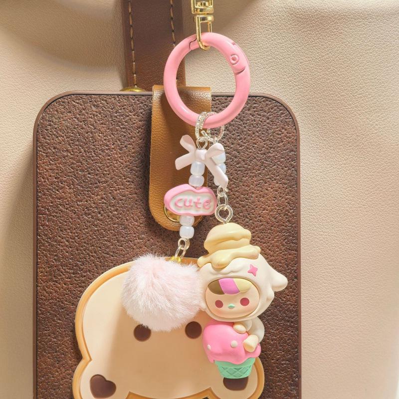 Genuine Pop Mart Hug Series Ice Cream Phone Chain & Keychain Bag Charm Women's Grain Pendant