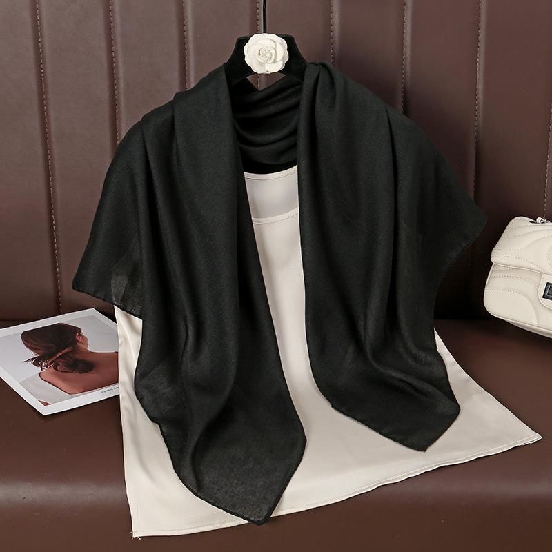 Women Plain Solid Color Square Cotton Viscose Shawl Scarf High Quality Print Soft Shawls and Wraps Bufandas Muslim Hijab 90*90Cm