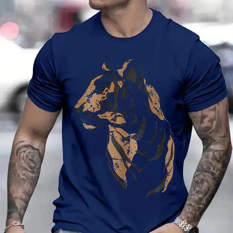 Funny Grunge Tiger Shirt T-Shirt for Men T Shirts Tropical Jungle Vintage Tops T Shirt Short Sleeve Tiger Clothing High Street