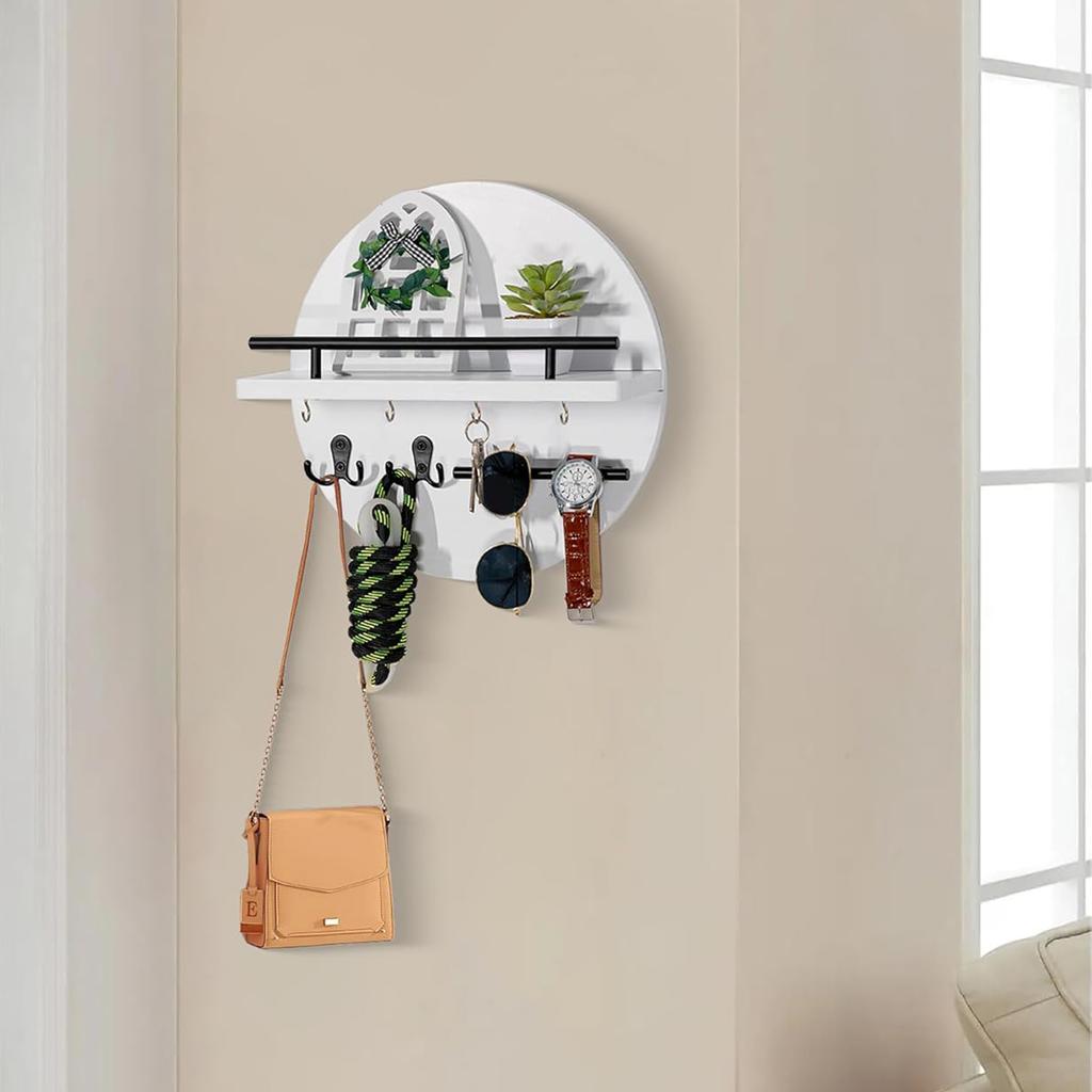 Wall Mount Key Holder with Hook Entryway Key Rack Wear Resist Multi-Function Storage Rack for Wallet Glasses Umbrella Hat