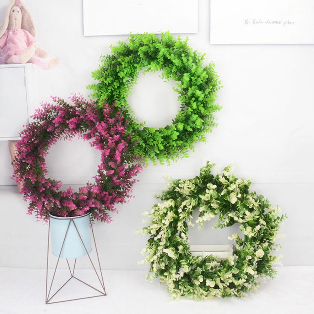 Living Room Decor Artificial Eucalyptus Wreath Garden Christmas Door Decor Faux Plant Flower Ring Home Decorative Accessory