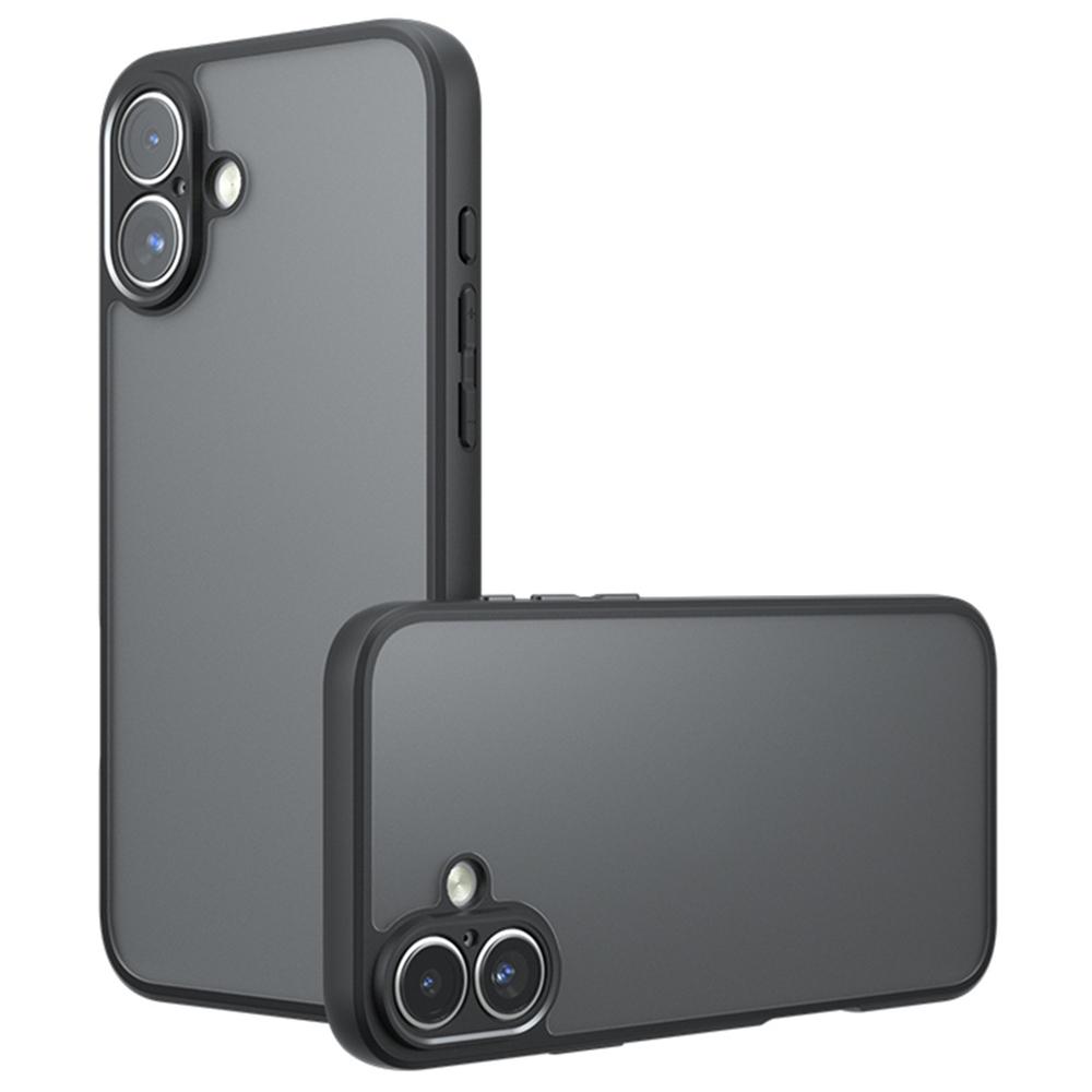 

For iPhone 16 Case Skin-Touch TPU+PC Matte Phone Shell, Transparent Black