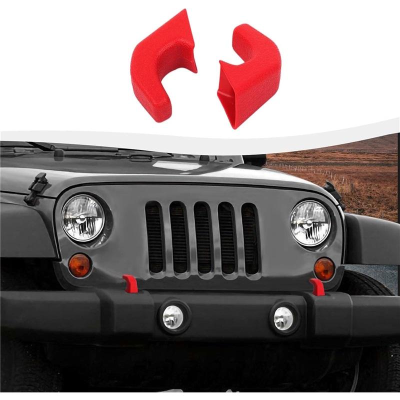 2Pcs Tow Hook Cover Protector Sleeve for Jeep Wrangler JK JL JT 07-23 Front Bumper Buffer Block