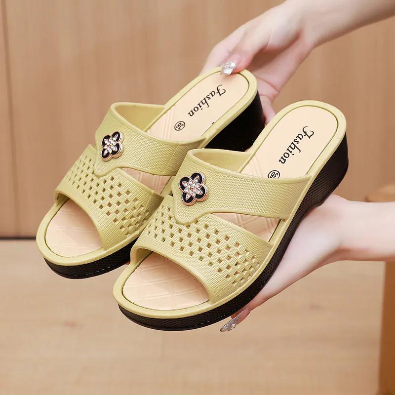 

WTEMPO Большие размеры, однотонные, повседневные, одинарные, сандалии, нескользящие, мягкие, на толстом каблуке, универсальные 40 зелёный