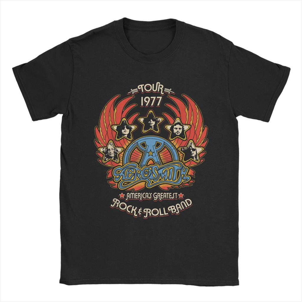 Aerosmith - Rock n Roll Band T Shirts Men Cotton Casual T-Shirts Round Collar Tees Short Sleeve Clothes Plus Size