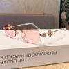 Rimless Glasses, Trimmed Diamond-Set Polygonal Sunglasses, Sunglasses, Plain Tide Flat Glasses.