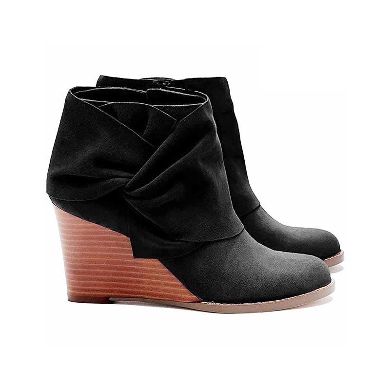 Mujer Cuña Botines Zapatos Pajarita Nudo Lateral Cremallera Cuña Tacones De  Invierno Botines comprar a buen precio — entrega gratuita, reseñas reales  con fotos — Joom