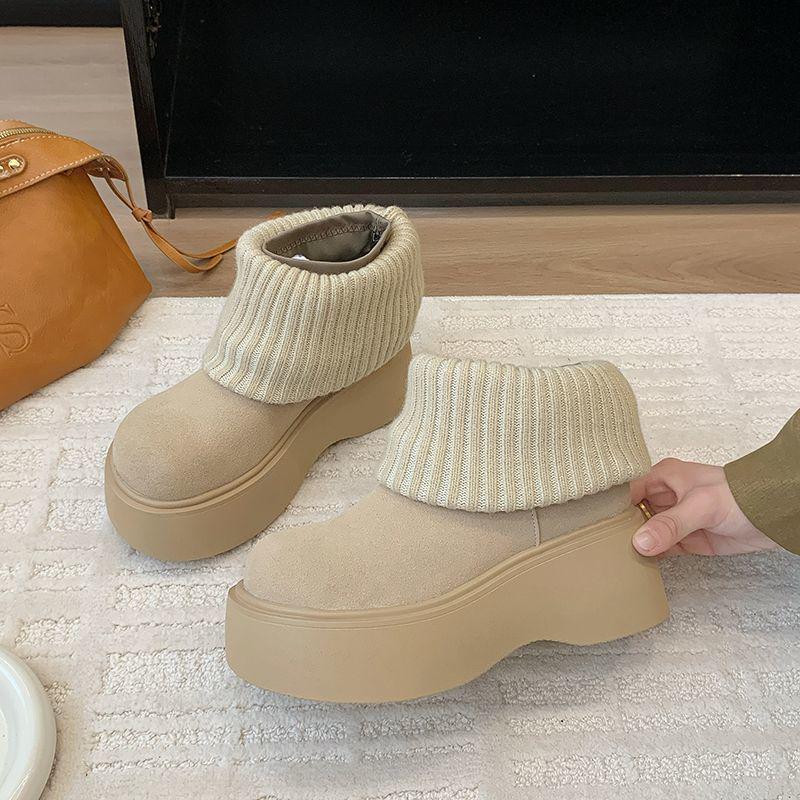 2025 Elastic Knit Sock Boots: Single-Sided Lining, Casual Autumn/Winter, Versatile Streetwear, College Style, Brown.