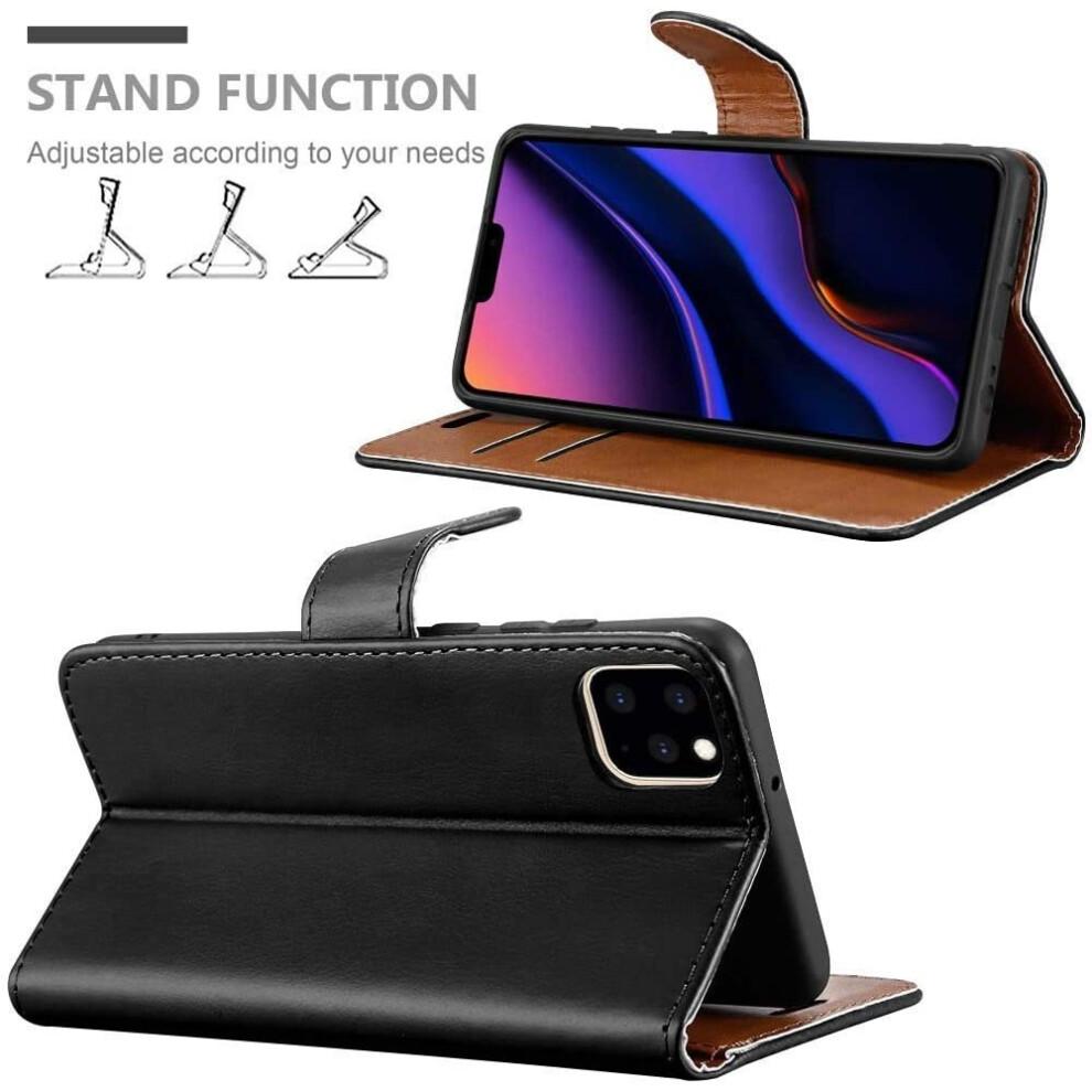 (Black) For iPhone 11 Phone Wallet Book Leather Case