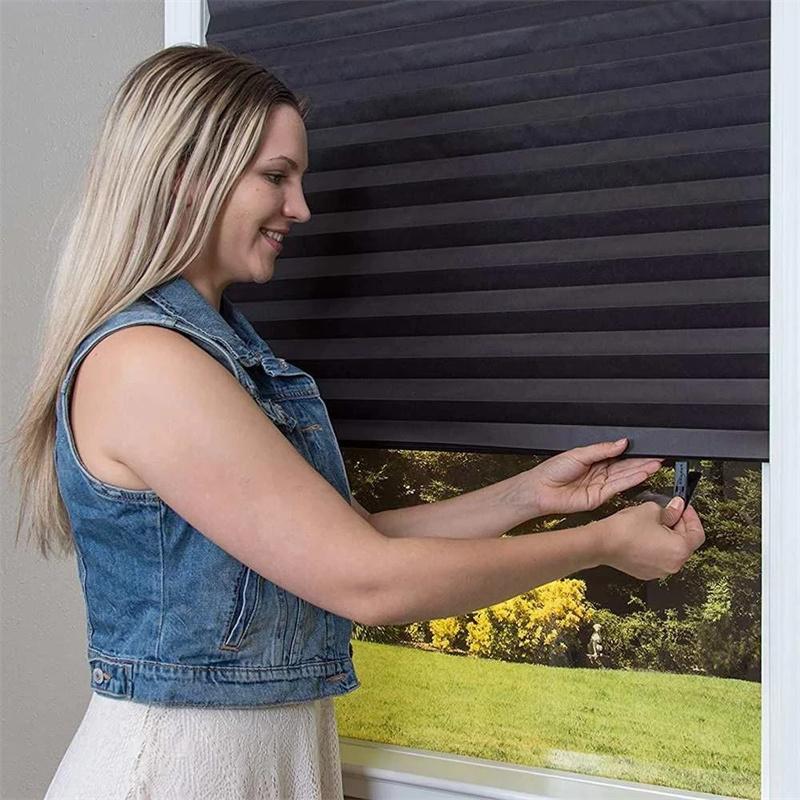Pleated Window Blinds Temporary Window Shades Cordless Light Filtering Pleated Paper Shades Room Darkening Blind for Home Office