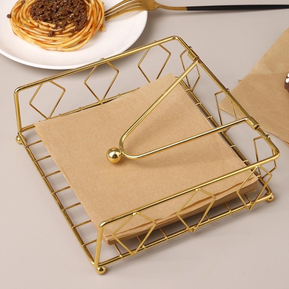 Elegant Metal Napkin Holder with Weighted Arm Square Napkin Box Decorative Holder Rustic Napkin Tray