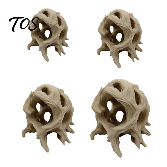 Safe Aquarium Ornament Hideout Tree Ball, 3D Printed Natural Look Root Reptile Hideout, Gecko Habitat Accessory Fish Cave, Decorative Shelter