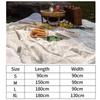 Knitting Picnic Throw Blanket White Picnic Mat Sofa Blankets with Tassel Tent Floor Mat Outdoor Camping Blanket Beach Home Decor