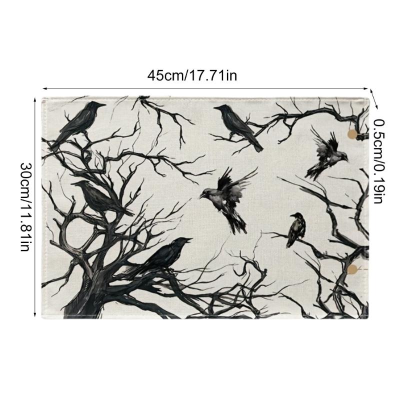 Crow Table Mats for Halloween Party Halloween Crow Table Placemats Accessories for Enhancing Festival Mood