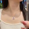 Bowknot Heart Crystal Necklace 925 Sterling Silver Dainty Pendant Trendy Jewelry Gift for Women Daily Wear Elegant Charm Necklace for Girlfriend