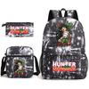 Hunter X Hunter Anime Print Student Backpack Casual Daypack for Boys Girls with Pencil Case 3 Piece Set