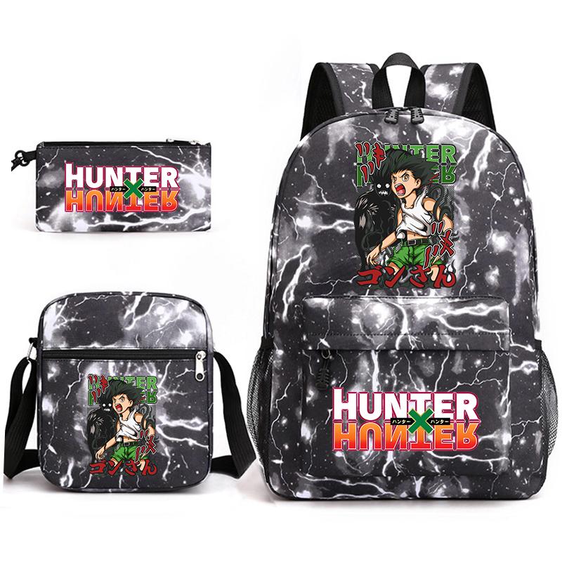 Hunter X Hunter Anime Print Student Backpack Casual Daypack for Boys Girls with Pencil Case 3 Piece Set