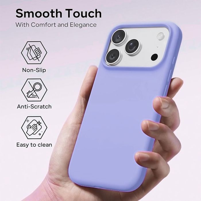 Coque Silicone - BOOLING - pour iPhone 17 Pro Max - Anti-Rayures Antichoc - 2 Verres Trempés - Lavande