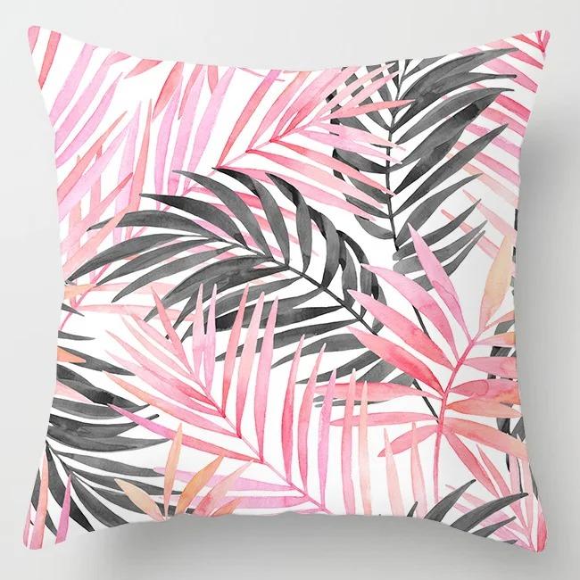 Pink Leaf Feather Pillowcase Office Living Room Home Pillowcase Car Ornaments