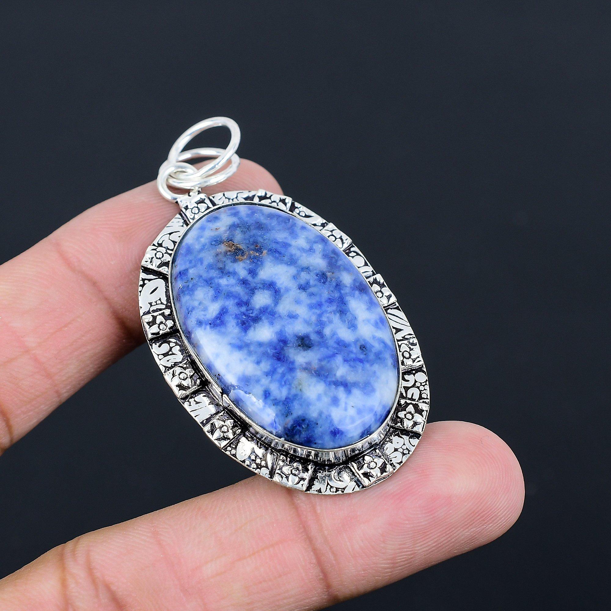 Easter Deal 925 Silver Third Eye Chakra Sodalite Gemstone Wife Pendant Jewelry