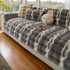 Thicken Imitation Rabbit Fur Plush Sofa Slipcover Non-slip Soft Sofa Towel Couch Cushion Cover for Living Room Modern Home Decor