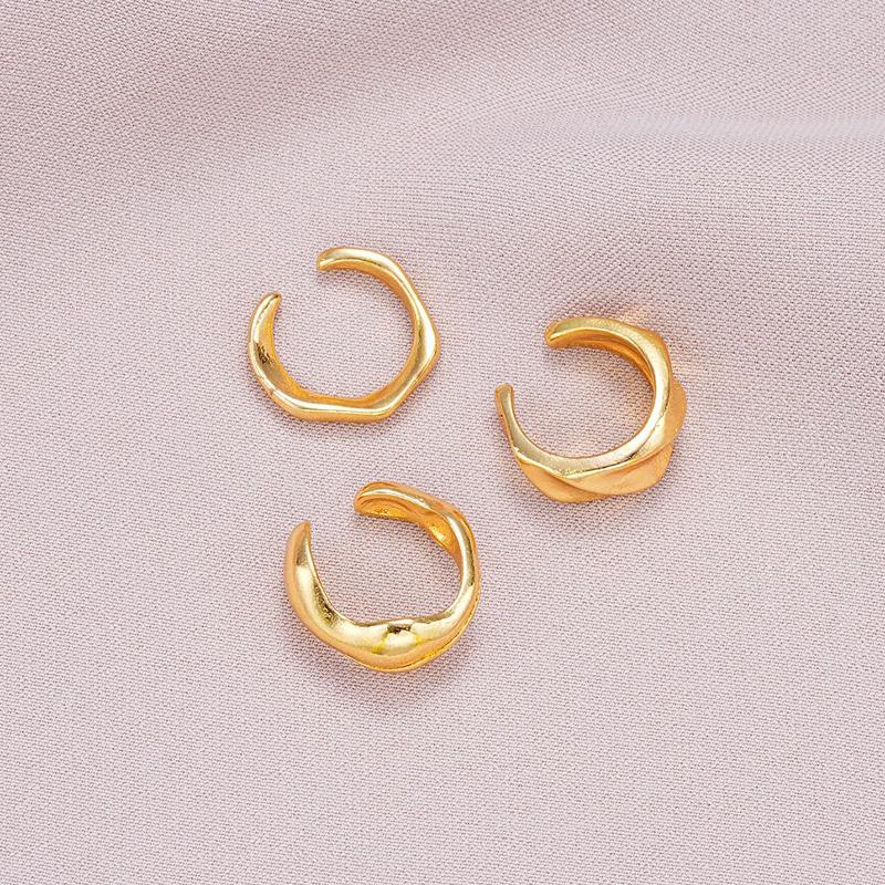 3Pcs/Set Simple Metal Twisted Lines Irregular Ear Clip Earrings for Women Fashion Gold Color Ear Bone Clip No Piercing Jewelry