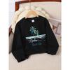 Kids Long‑Sleeve Crewneck Sweatshirt, Beach Vibe Palm Trees Ocean Print,Daily Casual Top for Spring & Autumn