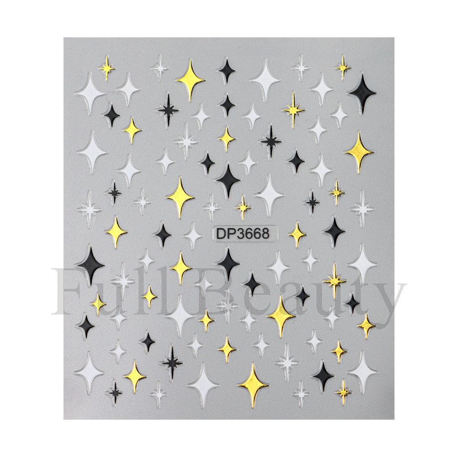 Nail Art Sticker, Star Love Mango Star Dot Gold And Silver Adhesive Nail Sticker.