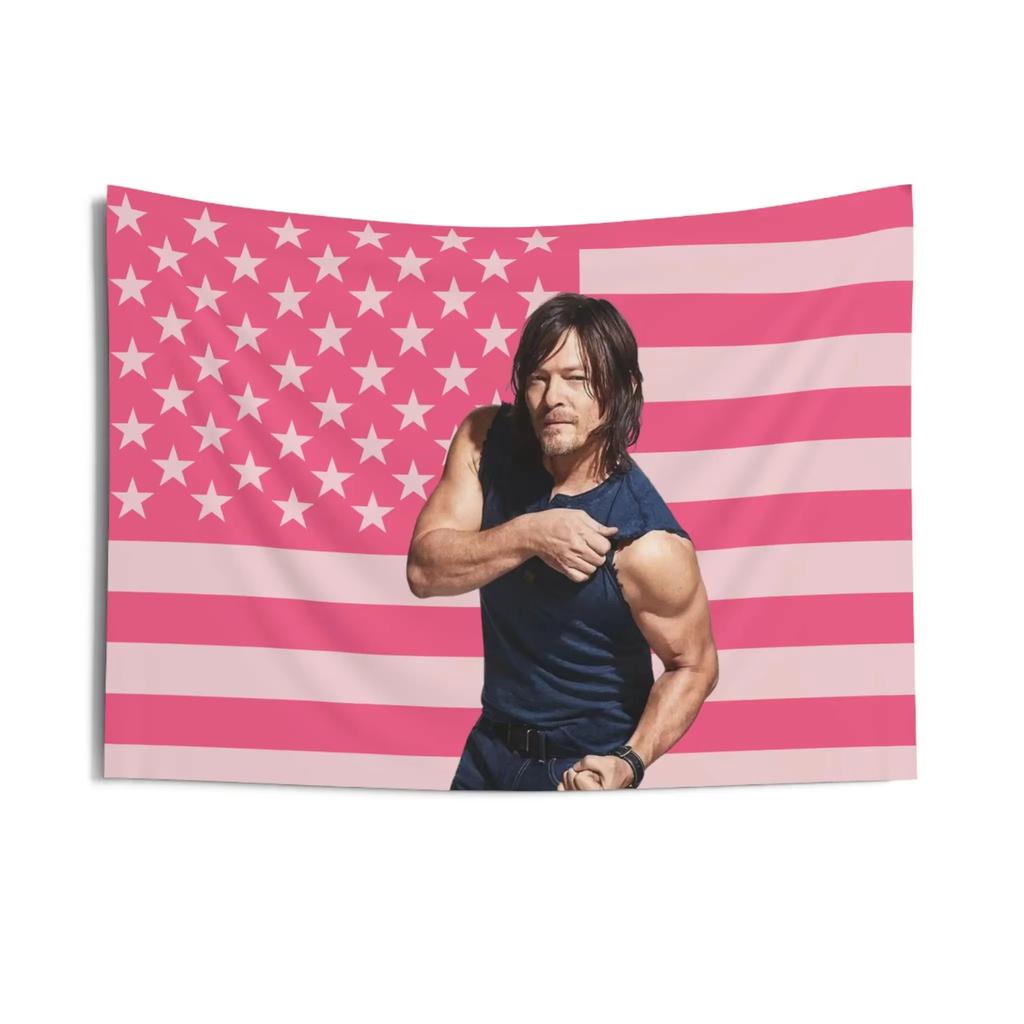Washable MultiScene Dorm Decor Norman Reedus Americana Tapestry for Wall Hanging  Banner Gift Set