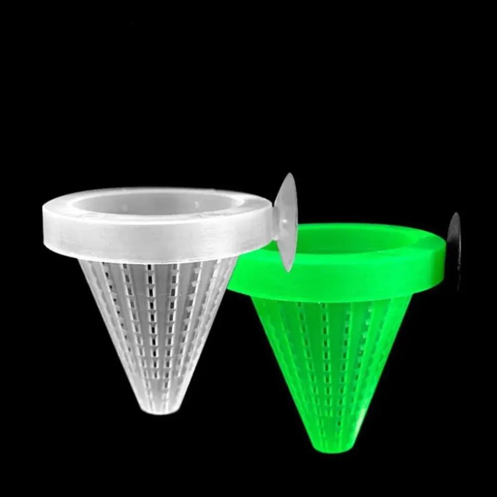 New Tapered Hopper Basket Automatic Feeder Plastic With Suction Cup Aquarium Red Worm Feeding Fish Tank Cone