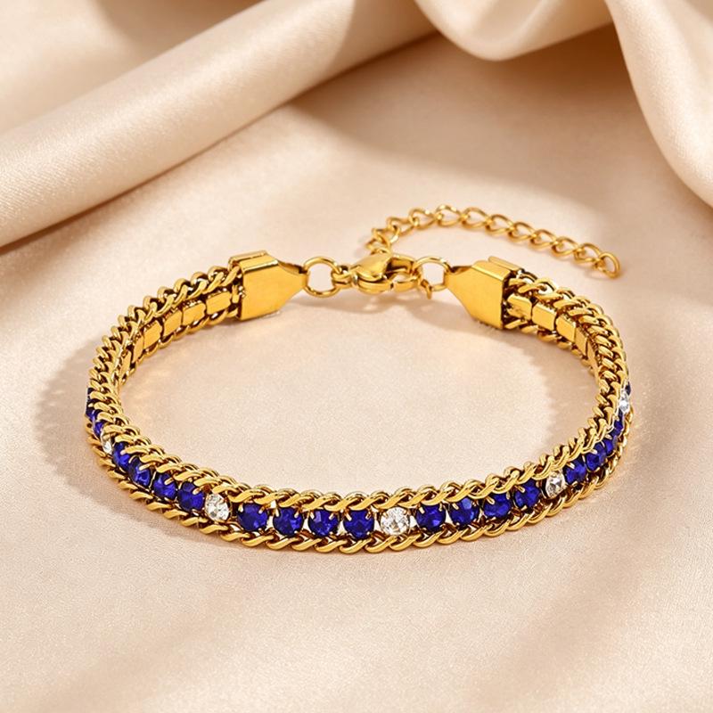 Women's Titanium Steel Multi-color Zircon Bracelet - Luxurious, Versatile, and Fade-resistant