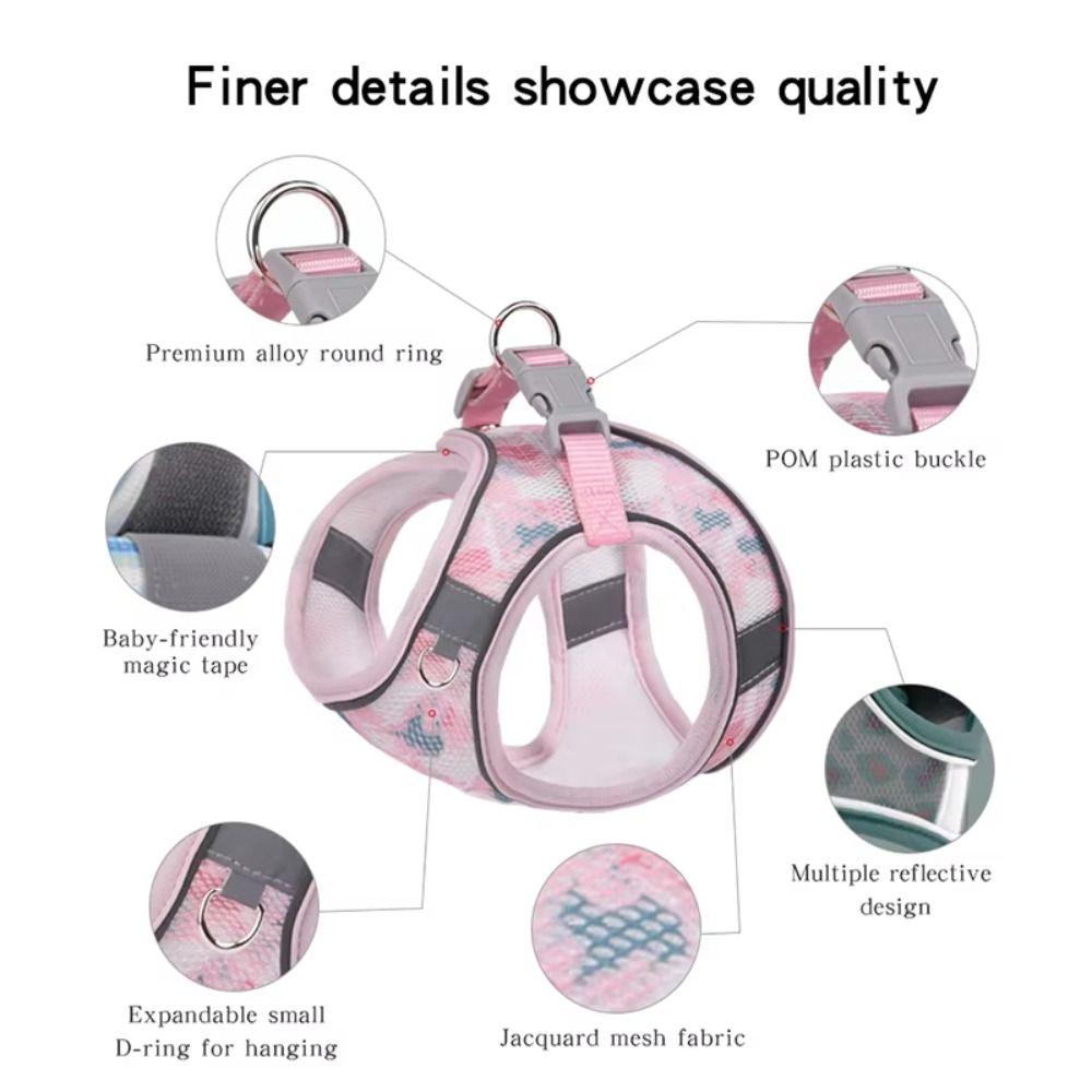 Reflective Pet Vest Style Harness Breathable Pet Chest Strap Dog Harness Leash Set  Chihuahua