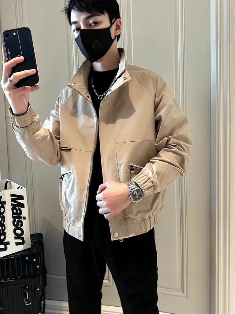 Męska Kurtka Streetwear Wysokiej Jakości na Wiosnę/Jesień – Modna, Luźny Krój, Stylowa Odzież Wierzchnia