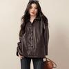 SEIFINI Women's Faux Leather Dropped Shoulder Jacket
