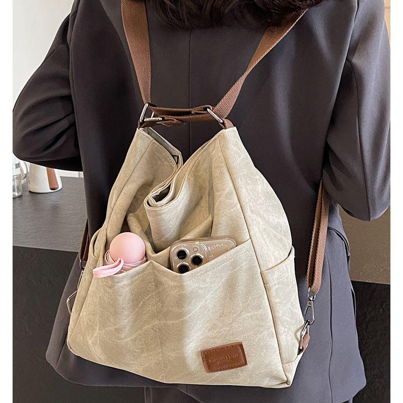 2025 autumn soft leather three-purpose backpack bag women's large-capacity shoulder tote bag commuter college student backpack