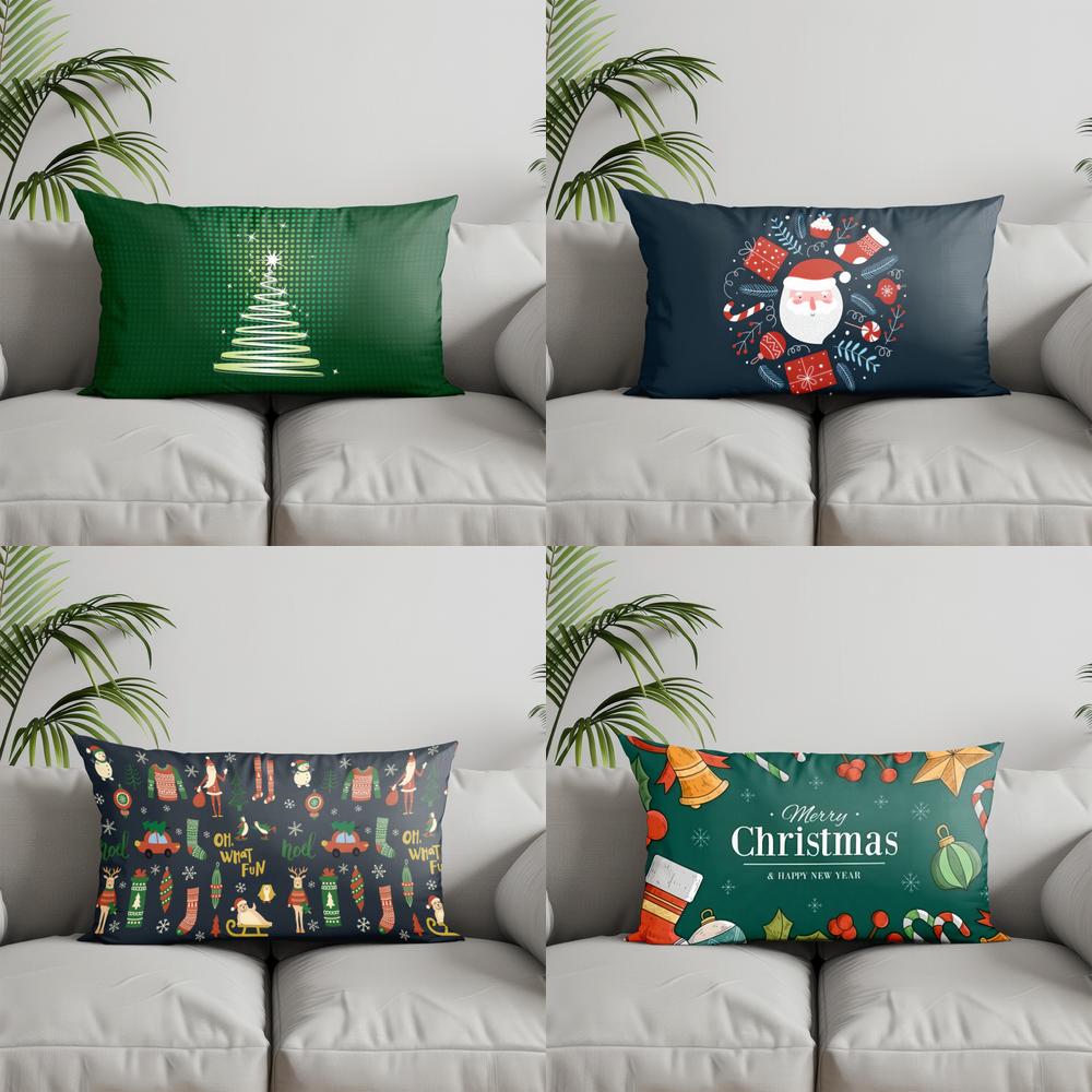 Home Decor Merry Christmas Reindeer Pillow Cover Suitable For Sofa Bedroom Car Pillow Cover Cushion Rectangular Back Cushion