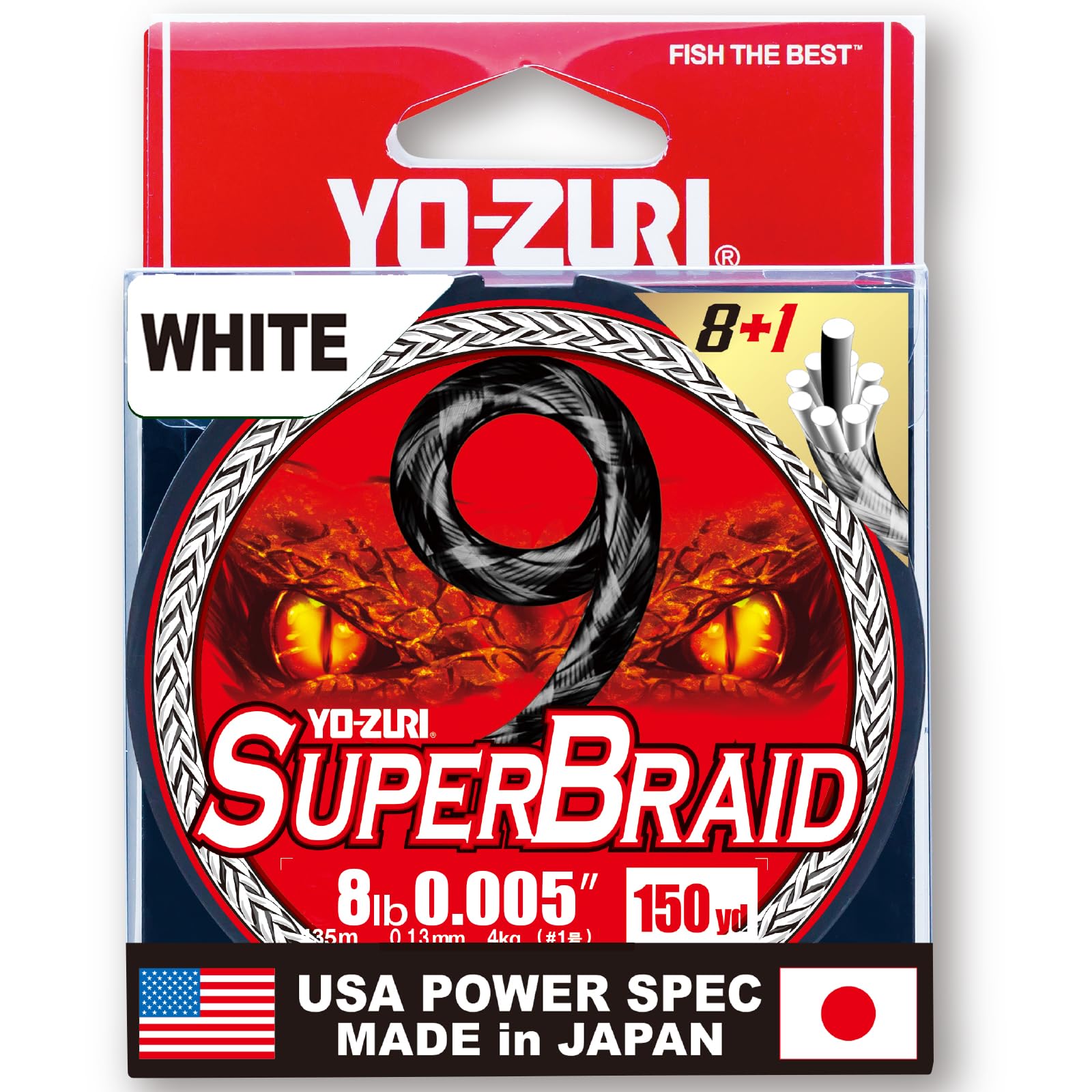 PE Line Super Braid 9 150YDS 8Lbs White YO-ZURI Color белый