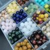 Multi colored 8mm stone beads, natural stone, round beads, handmade DIY production, bead bracelet material, set