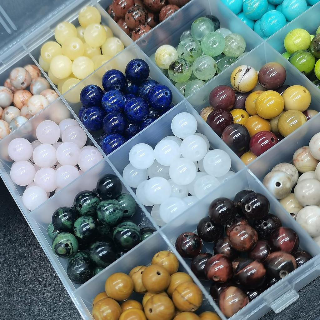 Multi colored 8mm stone beads, natural stone, round beads, handmade DIY production, bead bracelet material, set