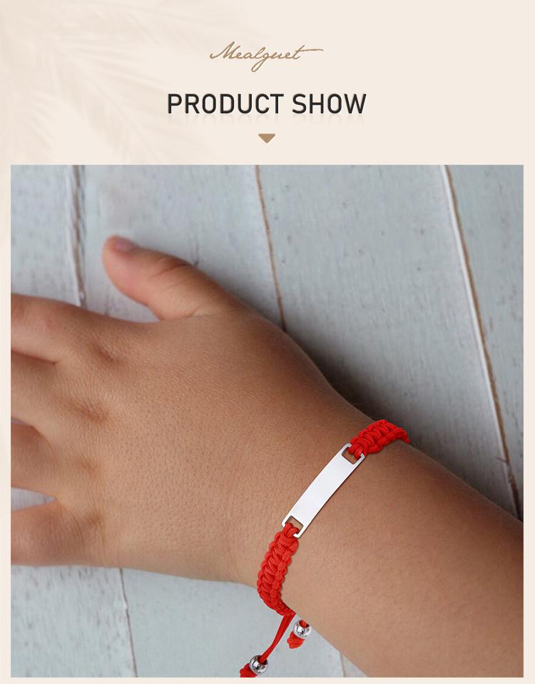 Gepersonaliseerde Baby Bar Armband, Gepersonaliseerde Naam ID Polsbandje, Rode Draad Geluk Verjaardag Doop Cadeau met Kaartje voor Pasgeboren Kind