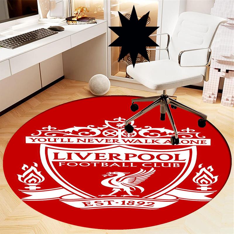 Alfombra Redonda Estampada del Liverpool Football Club Alfombra para Silla Alfombra de Área Felpudos para Entrada, para Silla de Oficina Sala de Estar Dormitorio Cocina.