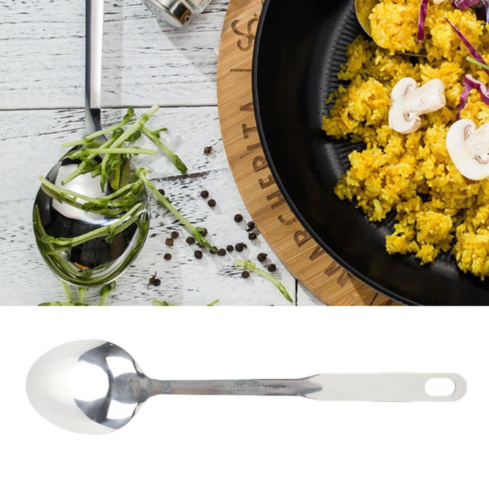 

304 Rustless Long Handle Spoon Silicone/Steel Handle Dinner Scoop Rustless Ladle Buffet Serving Steel Handle