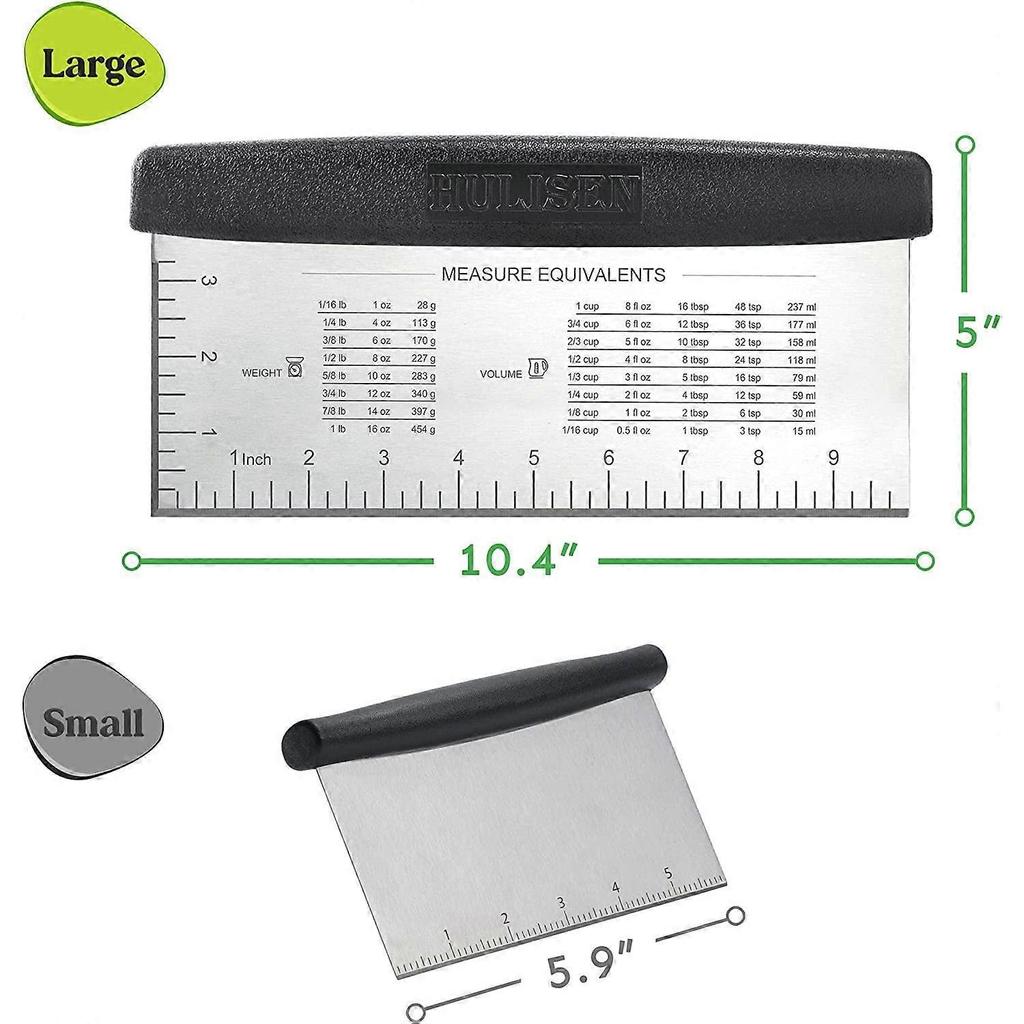 10" Stainless Steel Bench Scraper with Measuring Scale – for Dough, Pizza, Bread & Food Chopping – Compatible with Baking Needs
