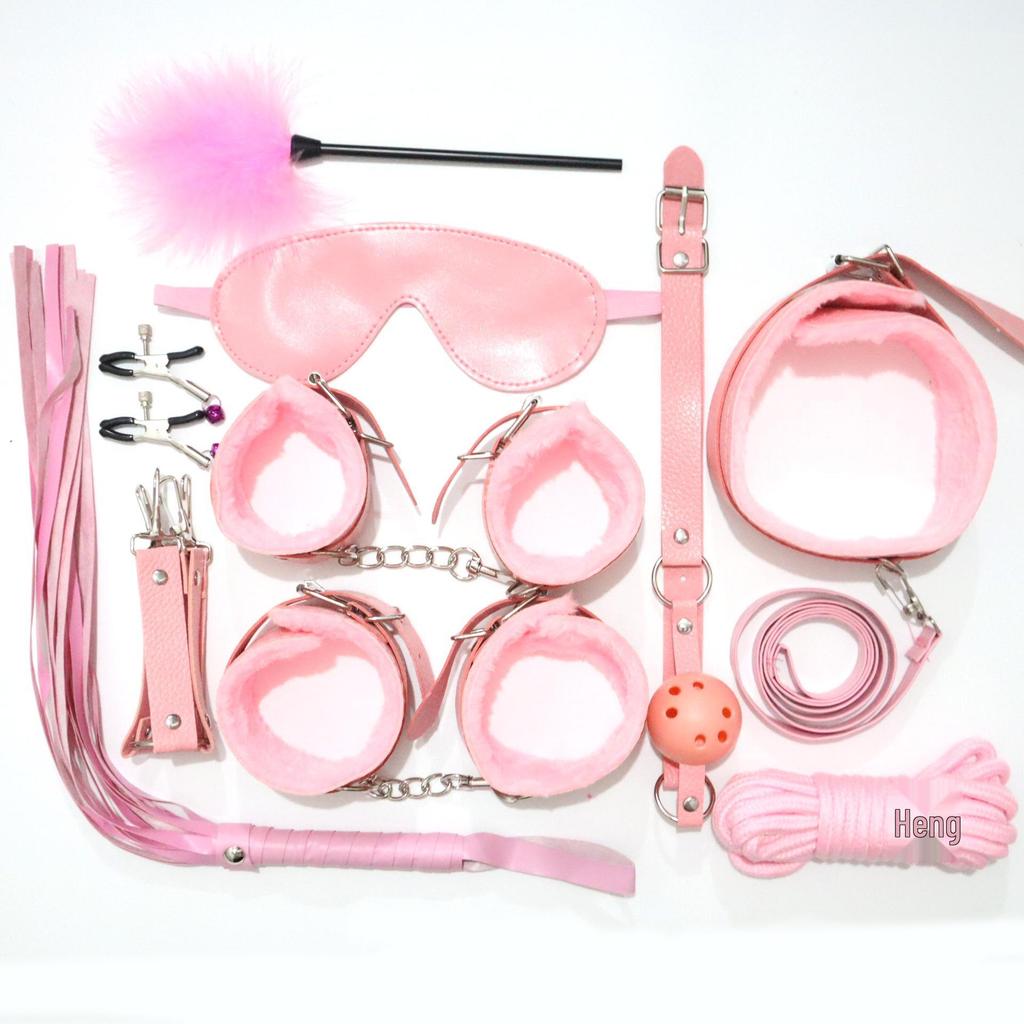 10-Piece Leather Bondage Set: Handcuffs, Collar & More for Couples