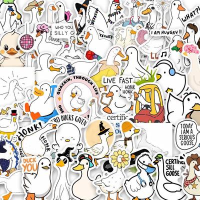 50 Cartoon Big White Goose Waterproof Decorative Notebook Stickers - DIY and Funny