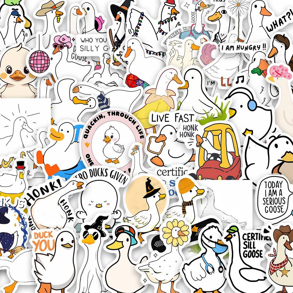 50 Cartoon Big White Goose Waterproof Decorative Notebook Stickers - DIY and Funny B046